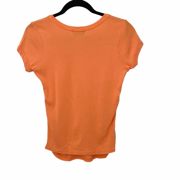 OG: Juicy Couture ✌︎︎ V Neck Tux Stripe Baby Tee T Shirt ✌︎︎ Orange Pop ✌︎︎ M L - Picture 6 of 12